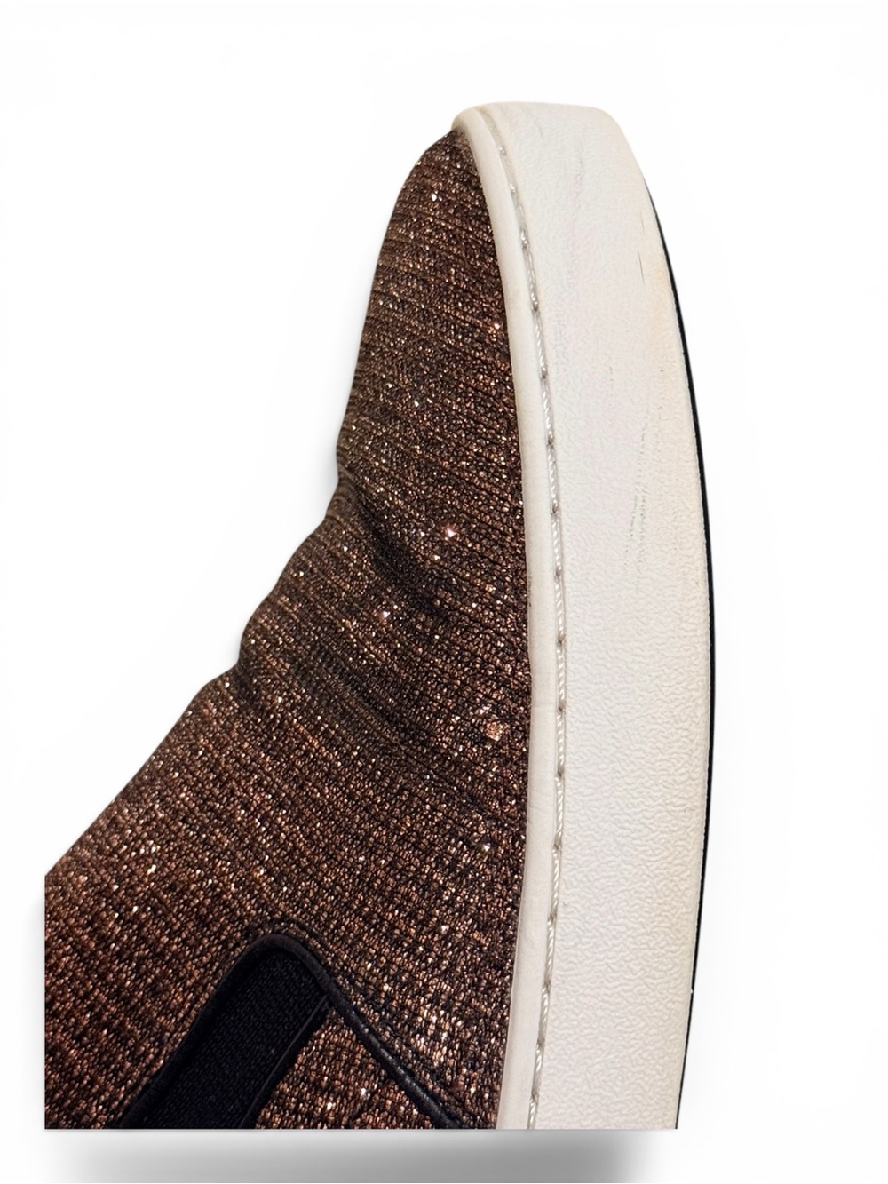 Michael Kors Keaton Slip On Sneakers Rose Gold Glitter Metallic Size 9M EUC - Picture 12 of 13